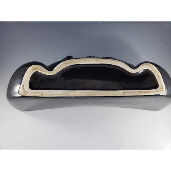 Large 14" Red Wing Pottery Sunflower Planter Brown w Yellow Interior #2018 VTG - Picture 9 of 10